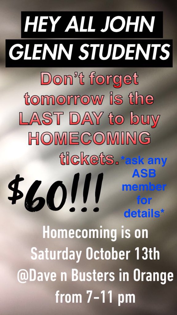 Don’t forget to buy your homecoming tickets🎟