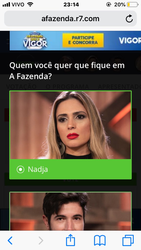 FabichakiMarcos's tweet photo. Votando muito na @nadjapessoaofic #ficanadja #forasandro #AFazenda10 #EliminaçãoAFazenda https://t.co/4wh0ofkmgB