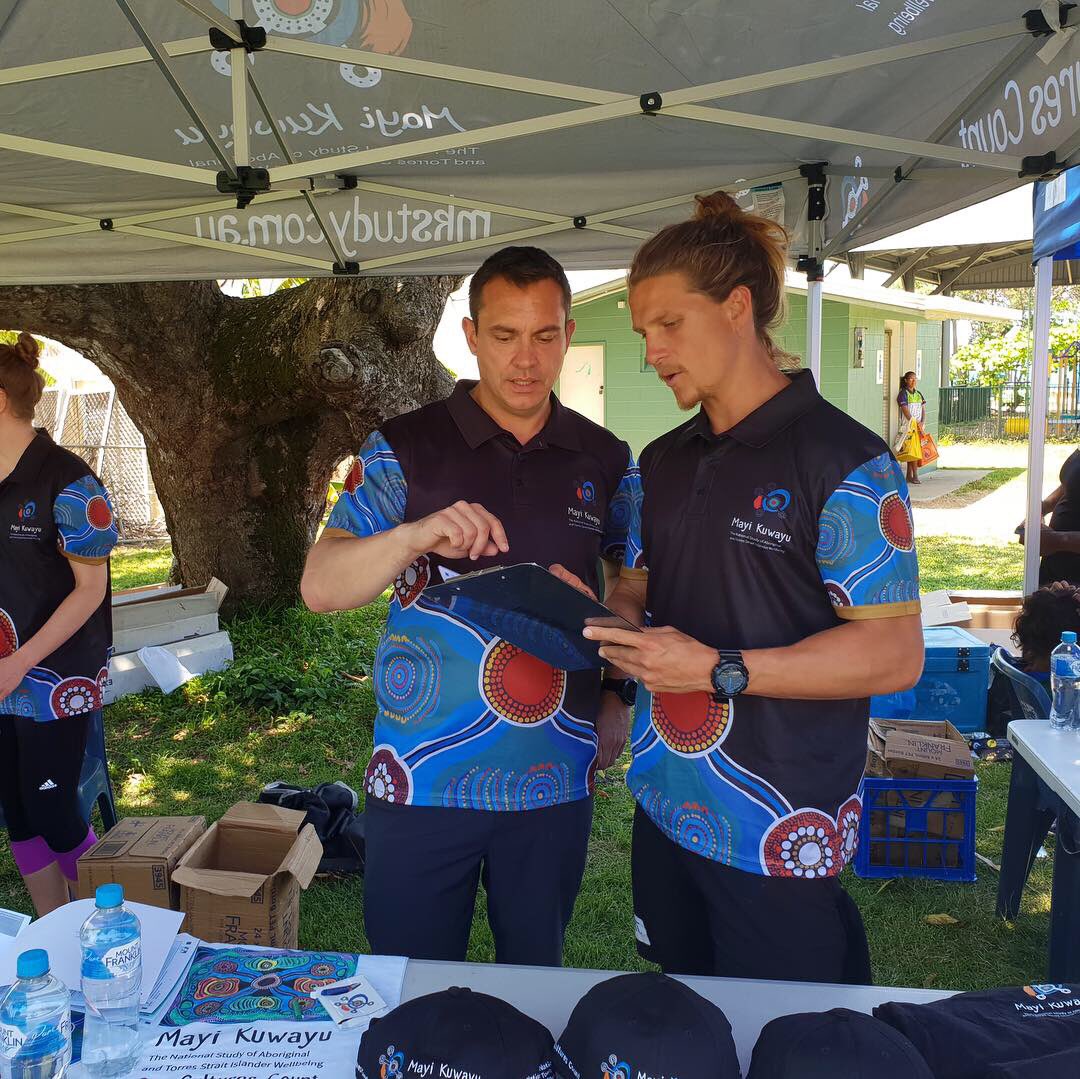 Mayi_Kuwayu's tweet photo. Great to partner with the TI Deadly Runners at the 2018 TI Running Fest. A busy stall at the Torres and Cape Health Expo with Study Ambassadors Jack ‘ninja warrior’ and @ElsieSeriat assisting and encouraging community members with filling out a survey. #ourculturescount https://t.co/b480CO3Jhr