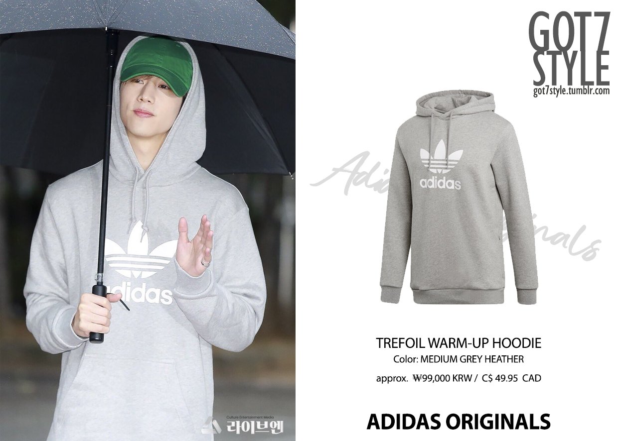 got7style on X GOT7Style ADIDAS ORIGINALS TREFOIL WARM UP HOODIE Color MEDIUM GREY HEATHER approx. 99 000 KRW C 49.95 CAD GOT7 PresentYOU Lullaby Mark MarkTuan