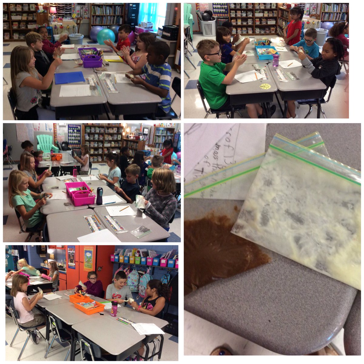 NataliMerrick's tweet photo. Students learned about matter changing from a solid to a liquid by melting chocolate chips and butter. @isdscience @SpringBranchEl #ISDSTRONG #isd3rdgrade https://t.co/qQNjdEumy1