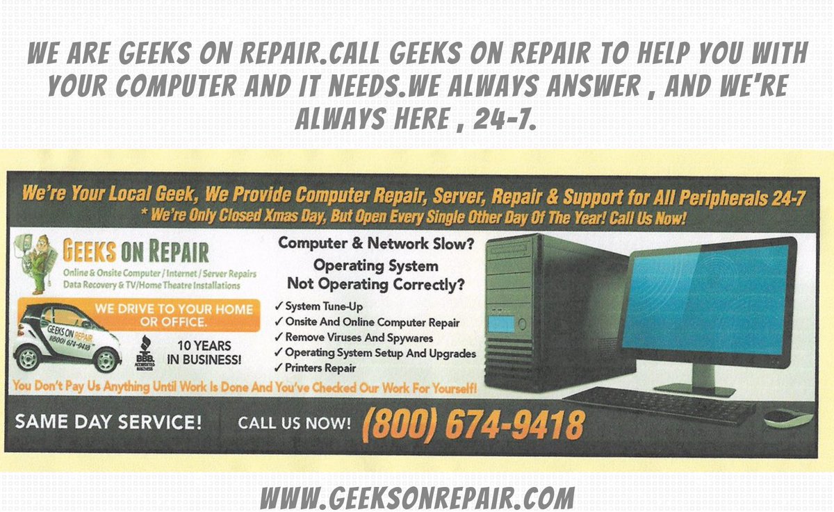 geeksonrepair's tweet image. Geeks On Repair #LocalComputerRepair #BusinessComputerRepair