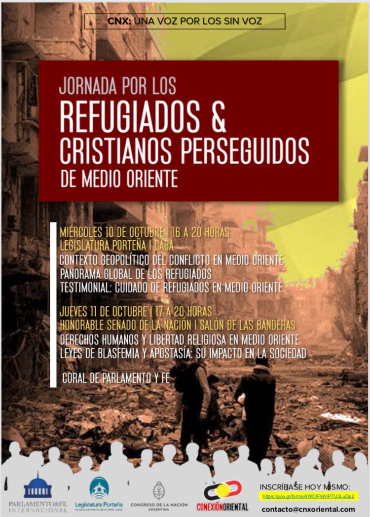 Este 10 y 11 de octubre vamos a hablar de lo que muy pocos hablan. #refugiados #cristianos #perseguidos Entrada libre y gratuita. @PauloBotta_1974 <a href="/Rufail/">Emilio A. Rufail</a> <a href="/SusanaMangana/">Susana Mangana</a> <a href="/Migraciones_AR/">Migraciones</a>