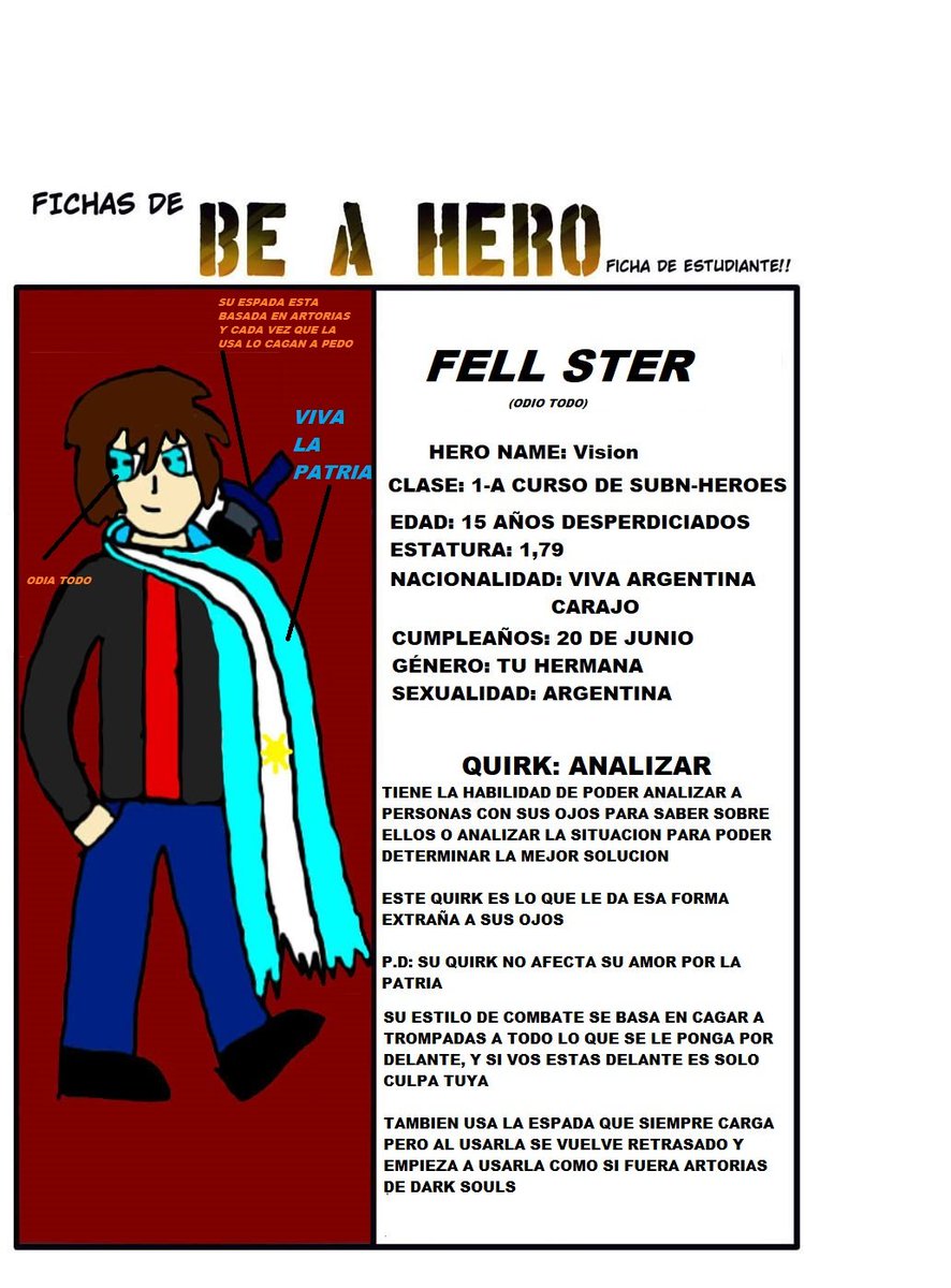 Quiero aclarar algo
Este personaje lo he creado basandome en @BeAHeroProject ya que me puto encanta
No la he leido ultimamente por el colegio
O porque me olvido
Pero originalmente iba a ser este tipo
Pero no me termino de convencer ya que queria algo 100% original