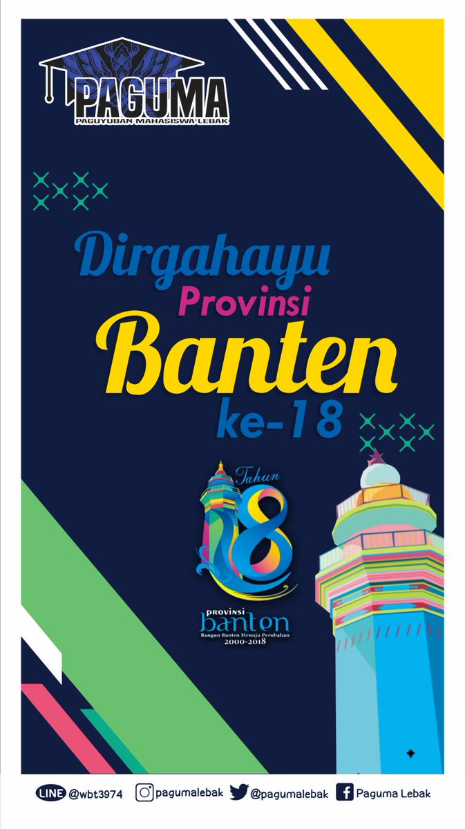 pagumalebak's tweet photo. Selamat hari jadi Banten ke-18, "Bangun Banten Menuju Perubahan" https://t.co/OT9Q6akhfp