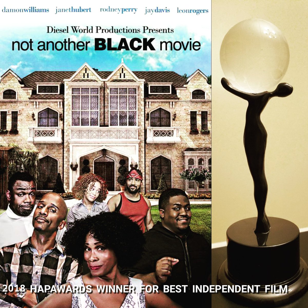 DonteDiesel's tweet photo. #NotAnotherBlackMovie won a #hapawards for Best Independent Film! Thanks to everyone that worked on this project. We appreciate you all and know that your efforts helped you be a part of this now #awardwinning film. Available on #AmazonPrime #funny #BlackTwitter #chicago https://t.co/I17Co4lOVt
