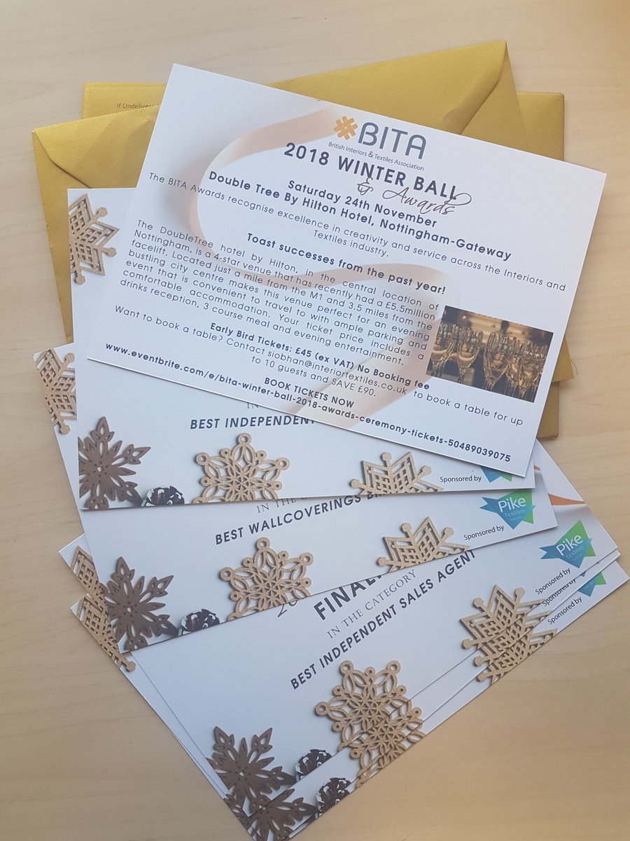 British Interiors and Textiles association awards dinner finalists should be getting their personalised invitation in the post. Thank you to <a href="/pike_textiles/">Pike Textiles</a> for sponsoring the awards.
#interiordesign #textiles #Awards #nomineesnight