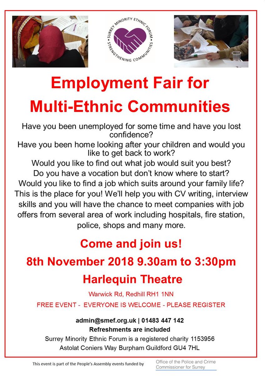 Employment Fair in Redhill 8 Nov
#employmentfair #redhill