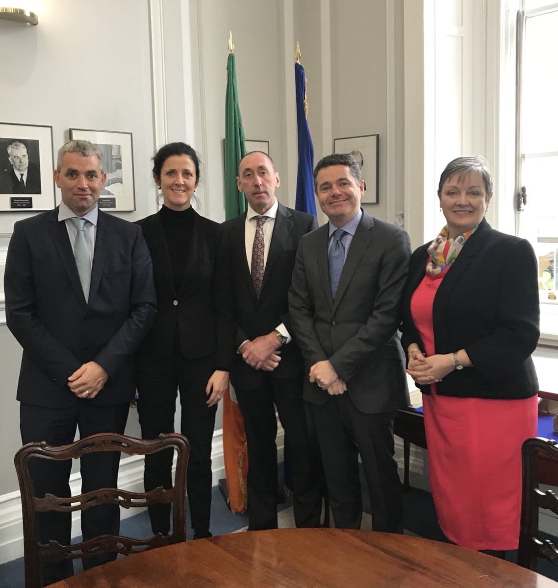 MulherinFG's tweet photo. Met with Finance Minister to discuss Budget 2019 agri issues. Made case for funding for suckler farmers with #FineGael colleagues on Ag Cmmttee Pat Veering, Marcella Corcoran Kennedy and Tim Lobmard. @IFAmedia @WesternPeople @radiomidwest @thecontel @FineGaelMayo #IFABeefprotest https://t.co/6qvIX5Xw6S
