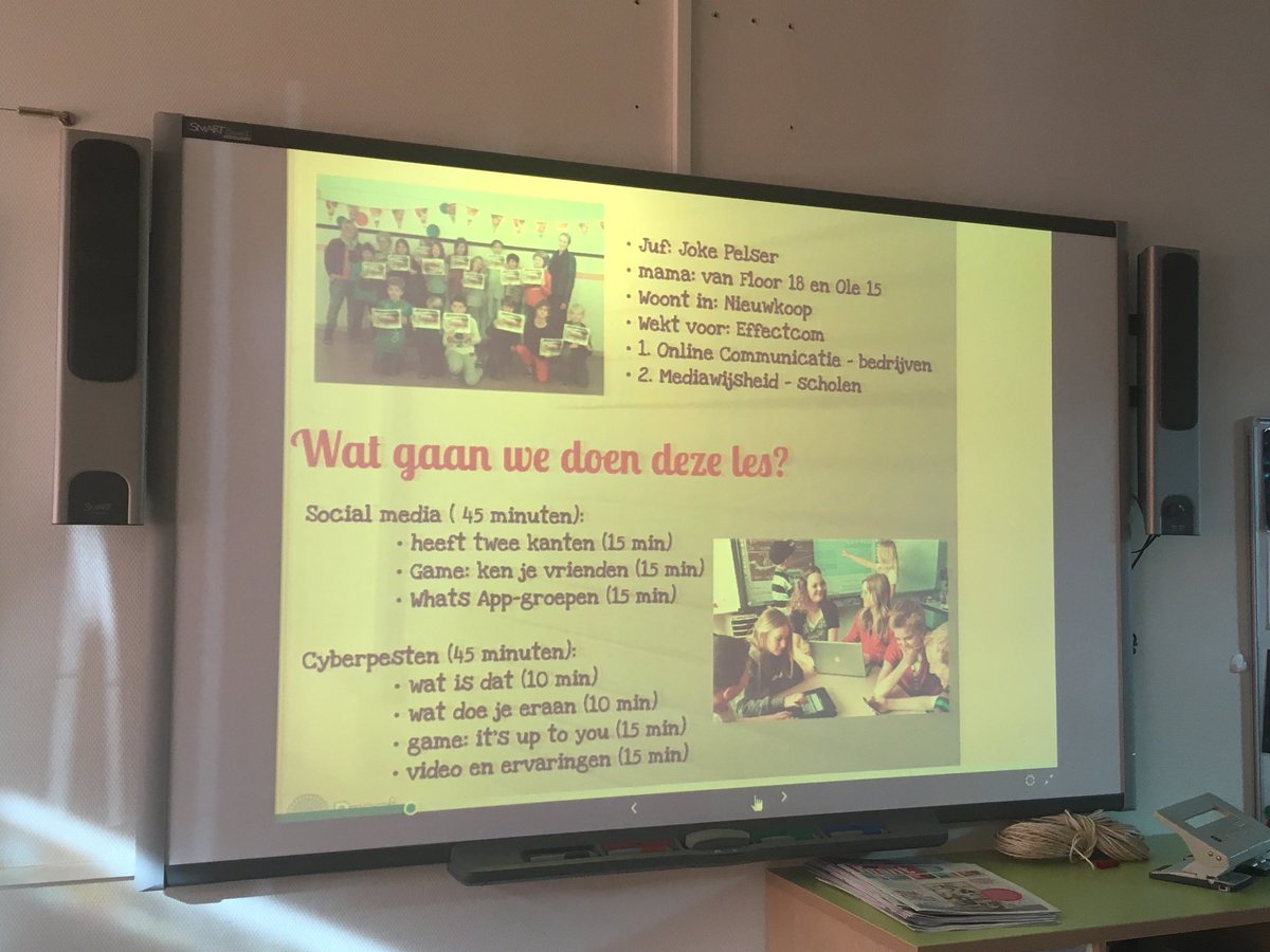 Voor de klas in groep 8. Wat gaan we doen vandaag? #socialmedia #kinderen #po #workshop #gastles #mediawijsheid #ouderavond