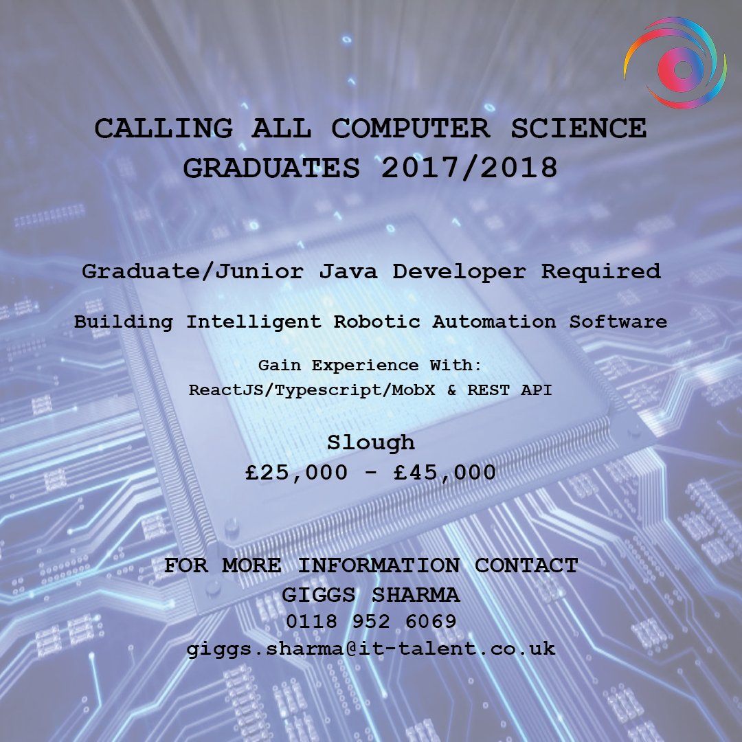 Computer Science Graduate/ Junior Java Developer Required

Would you be interested in developing cutting edge Robotic Workflow Automation Software for a global software house? 

 #java #graduate #graduation2017 #graduation2018 #computerscience #developer #jobs #slough #berkshire