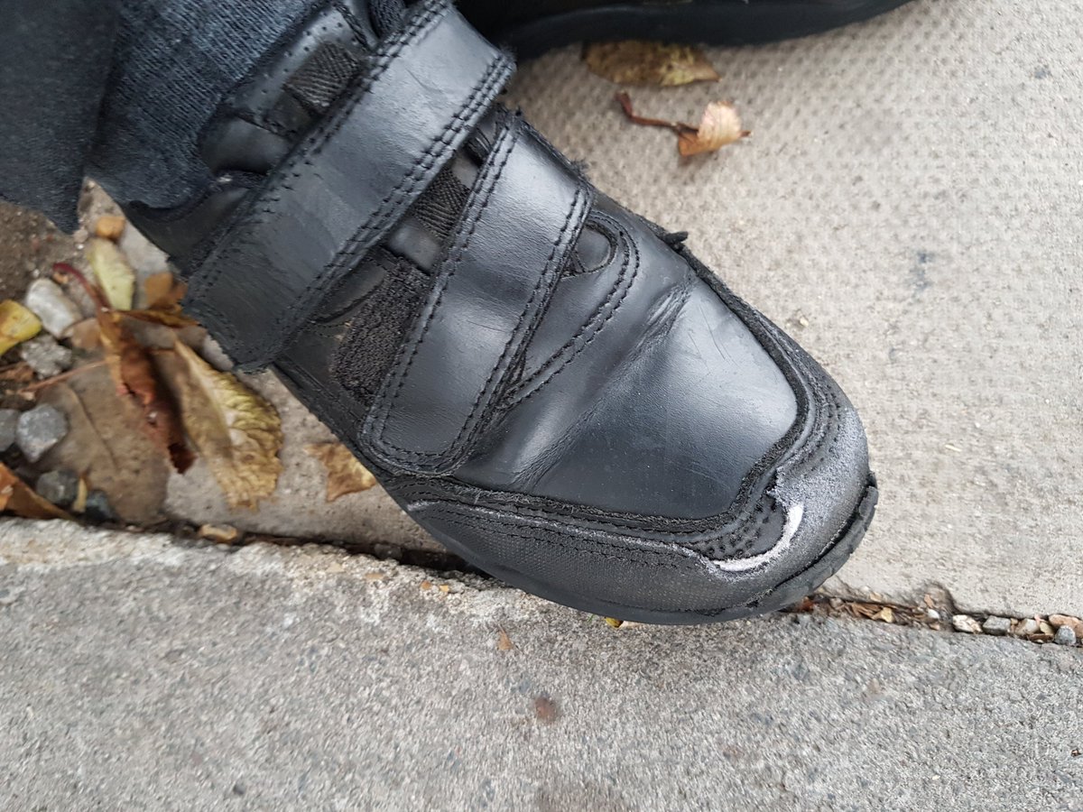 Hel_Potter's tweet photo. @nextofficial @nexthelp Do you think these are 'suitable school shoes'? This is after 4 weeks wear....certainly not suitable for purpose by any means!! Knew I should've just bought @clarksshoes instead. https://t.co/d1WQDT3qea