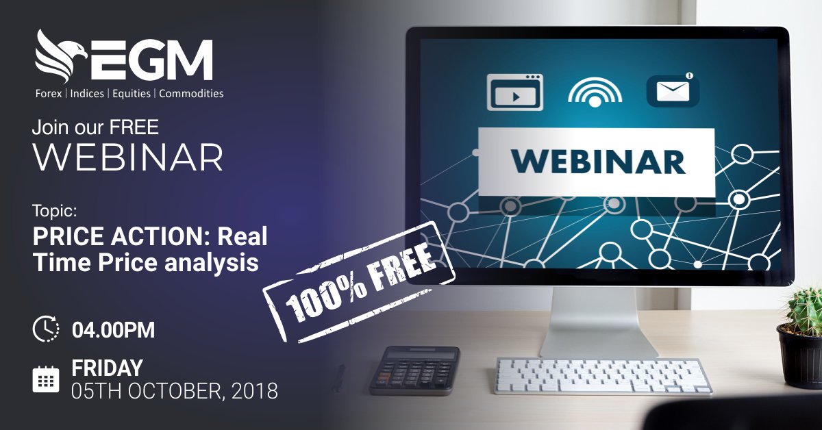 EGMarkets's tweet photo. There would be a live webinar on PRICE ACTION: Real time Price analysis.
Webinar Link: https://t.co/iTzBvyn5cK Time: 4pm Date: 4th October 2018
#EGMWebinar #webinars #CrossOverStrategy #forextrading #forexsignals #AlternativeIncome https://t.co/Gi87QSKKeq