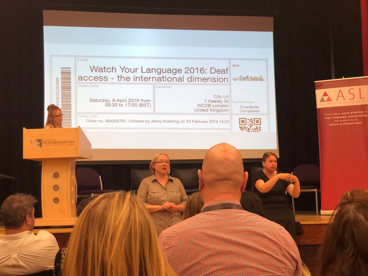ASLIuk's tweet photo. And we’re off! Follow today’s conference for student, trainee and early-career sign language interpreters on #GoingPro18 👍🏻 https://t.co/Lwtwpmyqin