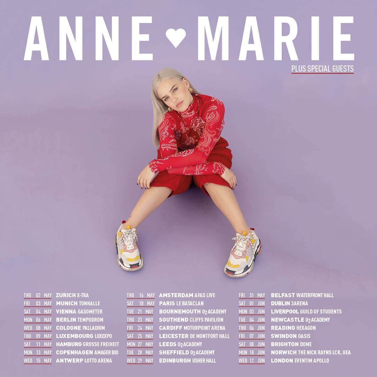 AnneMarie's tweet photo. Tickets on sale NOW for my UK &amp; European tour next year! I CAN’T WAIT 😁 https://t.co/RTgDta2dYU https://t.co/pUs6Sffa1N