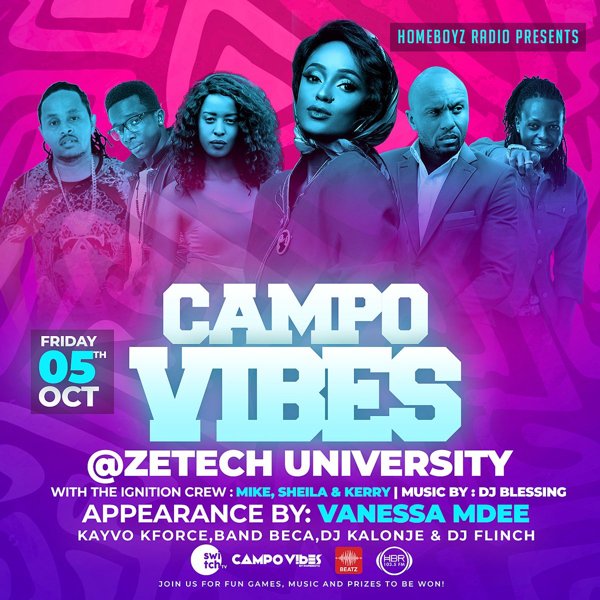 HomeboyzRadio's tweet photo. .@ZetechUni are y'all ready? We are literally shutting it down this afternoon, come through! #HBRCampoVibes powered by #BeatzApp and #Switch4Good https://t.co/x3WvkYshSd