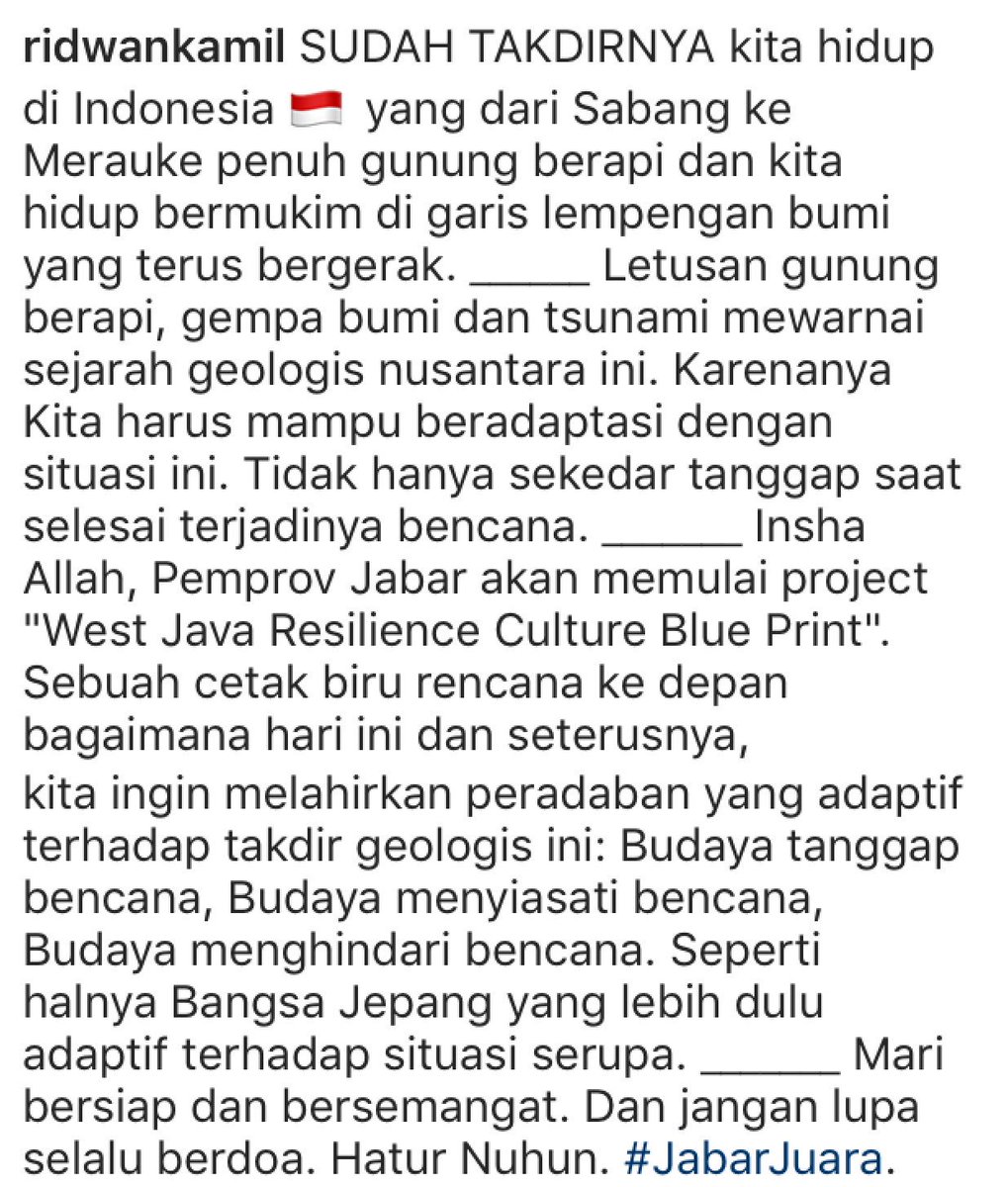 ridwankamil's tweet photo. sesuai visi misi JAWA BARAT mulai menyusun West Java Resilience Culture Blueprint, untuk melahirkan budaya adaptif terhadap kebencanaan seperti halnya bangsa Jepang. https://t.co/6XMuI59prD