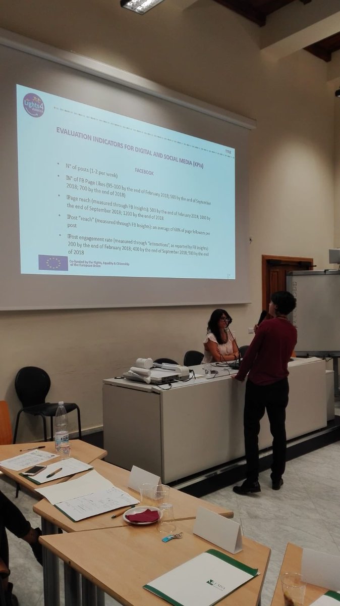 lights4violence's tweet photo. Las Francescas, and the whole @UniLUMSA team, are presenting the balance of the social media activities of the project. #lights4violence #communicationactivities #teendatingviolence https://t.co/f1dMc8Wl2N