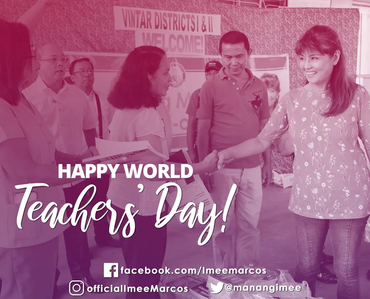 SenImeeMarcos's tweet photo. Isang mainit na pagbati, papuri at pagsaludo sa lahat ng mga guro sa buong mundo! Happy World Teachers' Day! https://t.co/DmmxAZqrNY