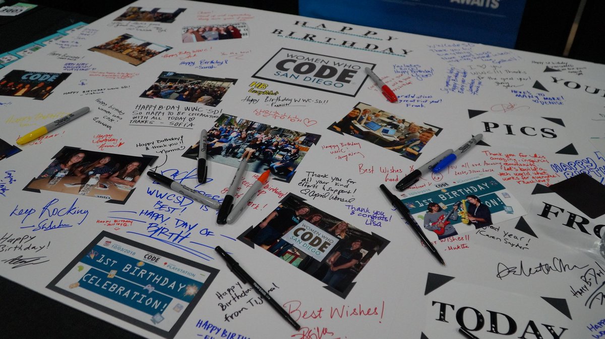 WWCodesandiego's tweet image. We had so much fun last night! Thank you so much to @alaina and @ShawnLayden for making our 1st birthday celebration even more special! #WWCode #WWCodeSanDiego #WWCodeSanDiegoTurns1
