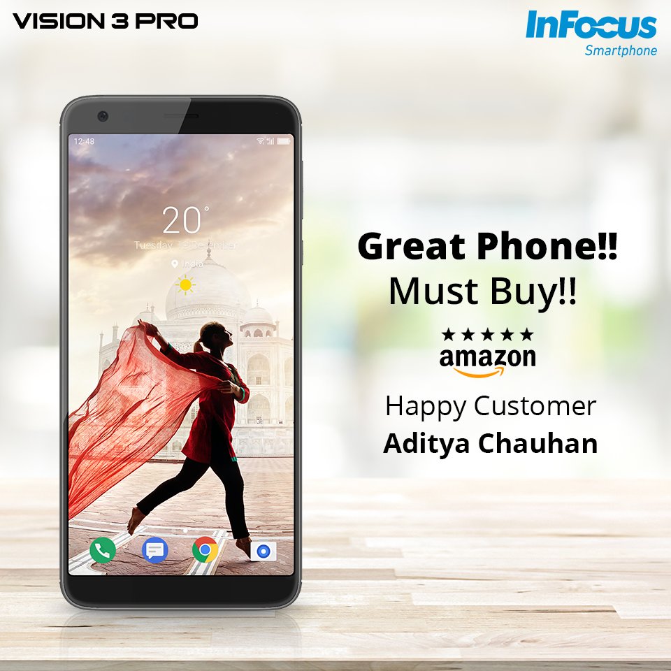 InFocus_IN's tweet image. Read how “Aditya Chauhan” reviewed this #InFocusSmartphone. #Vision3ProReview “I can say the phone is a one of the successful models for #InFocus. I am satisfied with the device, FACE ID is personal favorite”. #BeyondYourVision.