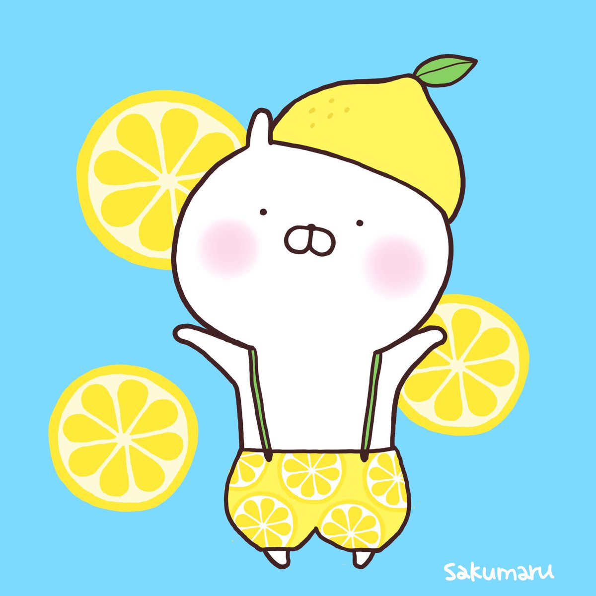 Sakumaru うさまるといっしょ れもん柄かわいい レモンの日
