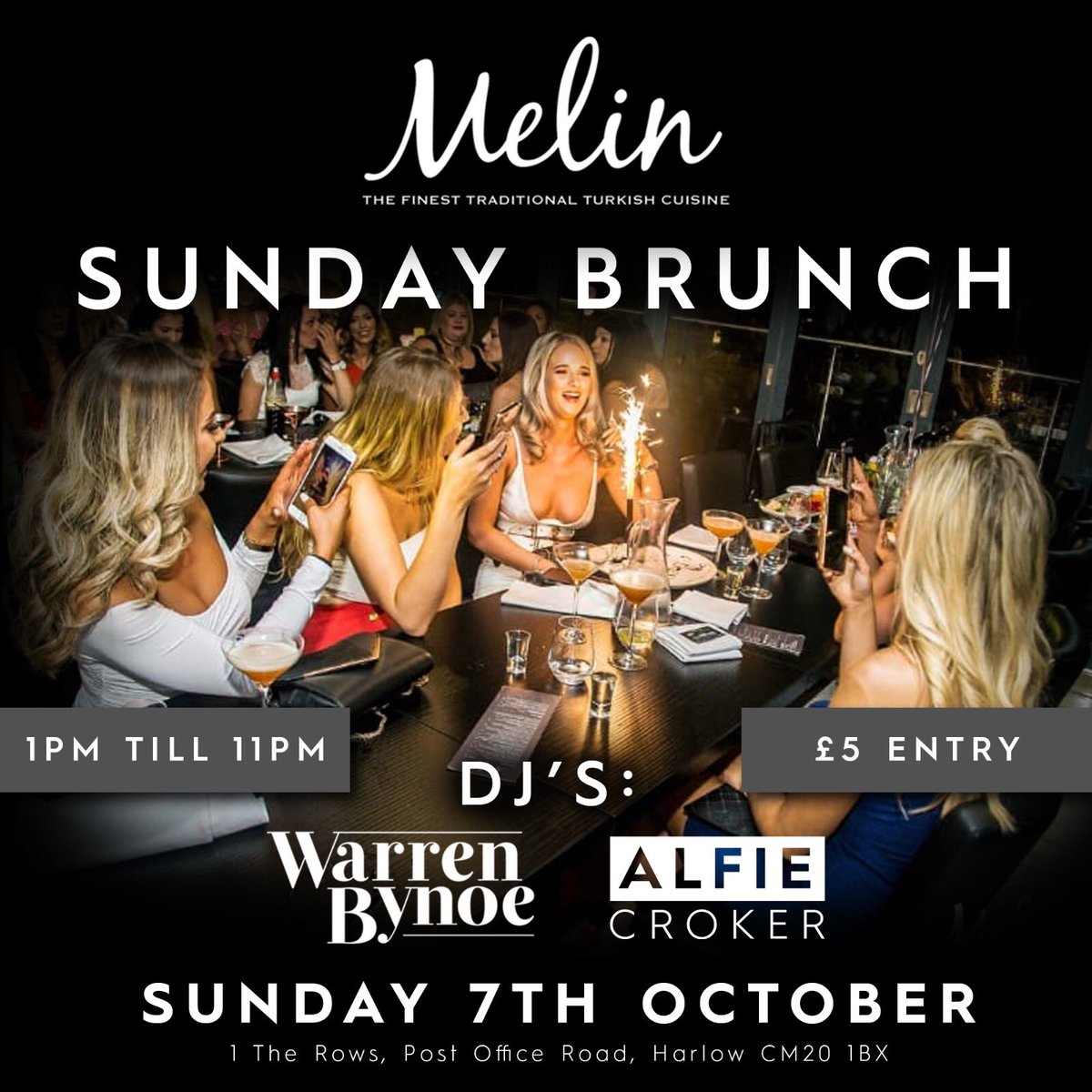 Make sure you get down to <a href="/MELINRESTAURANT/">MELIN®</a> this Sunday for the new Sunday brunch 🔥🔥

1pm - 11pm

£5 Entry

Arrive early 

Catch myself and <a href="/warrenbynoe/">Warren Bynoe</a> on the decks 🔥
