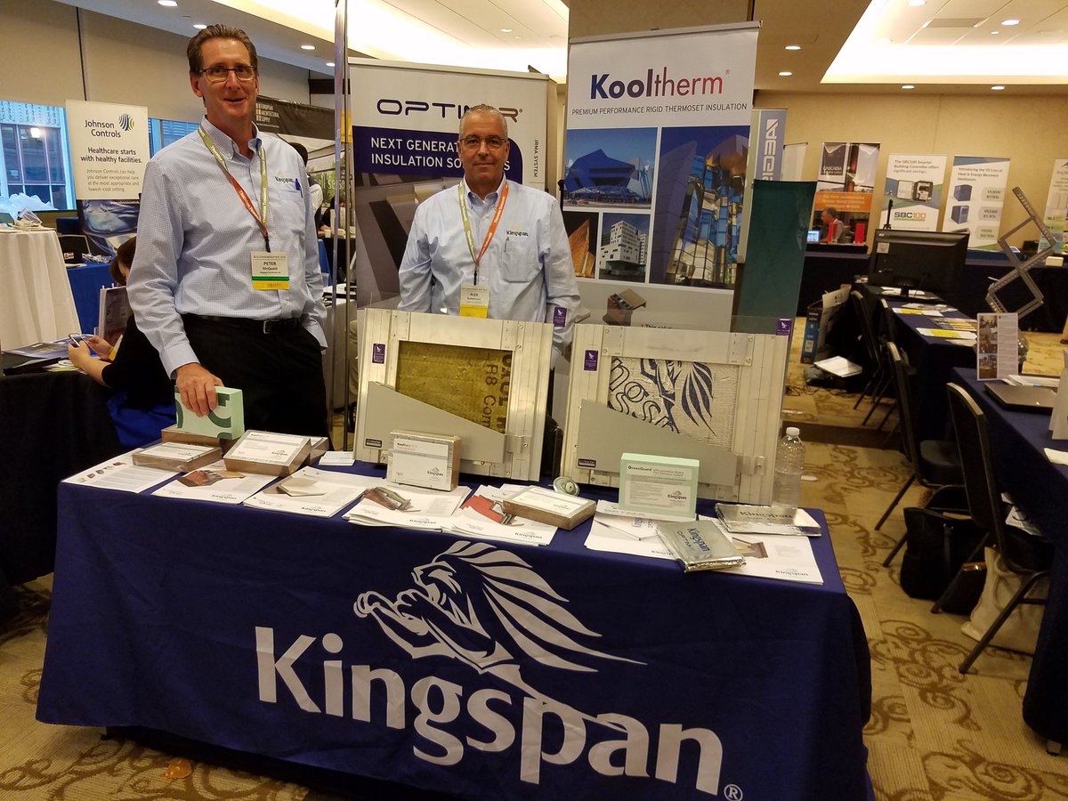 #kingspaninsulationus at #nesea Northeast Sustainable Energy Association trade show. Displaying #optim-r and #kooltherm insulation