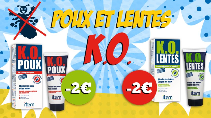 [PROMOTIONS] 2€ de réduction sur les produits K.O Poux et Lentes
Quelques jours après la rentrée, vient la peur des poux et des lentes sur la tête de vos enfants ! Mais arrêtez-les avec nos produits >> ow.ly/d50D30lZE6n