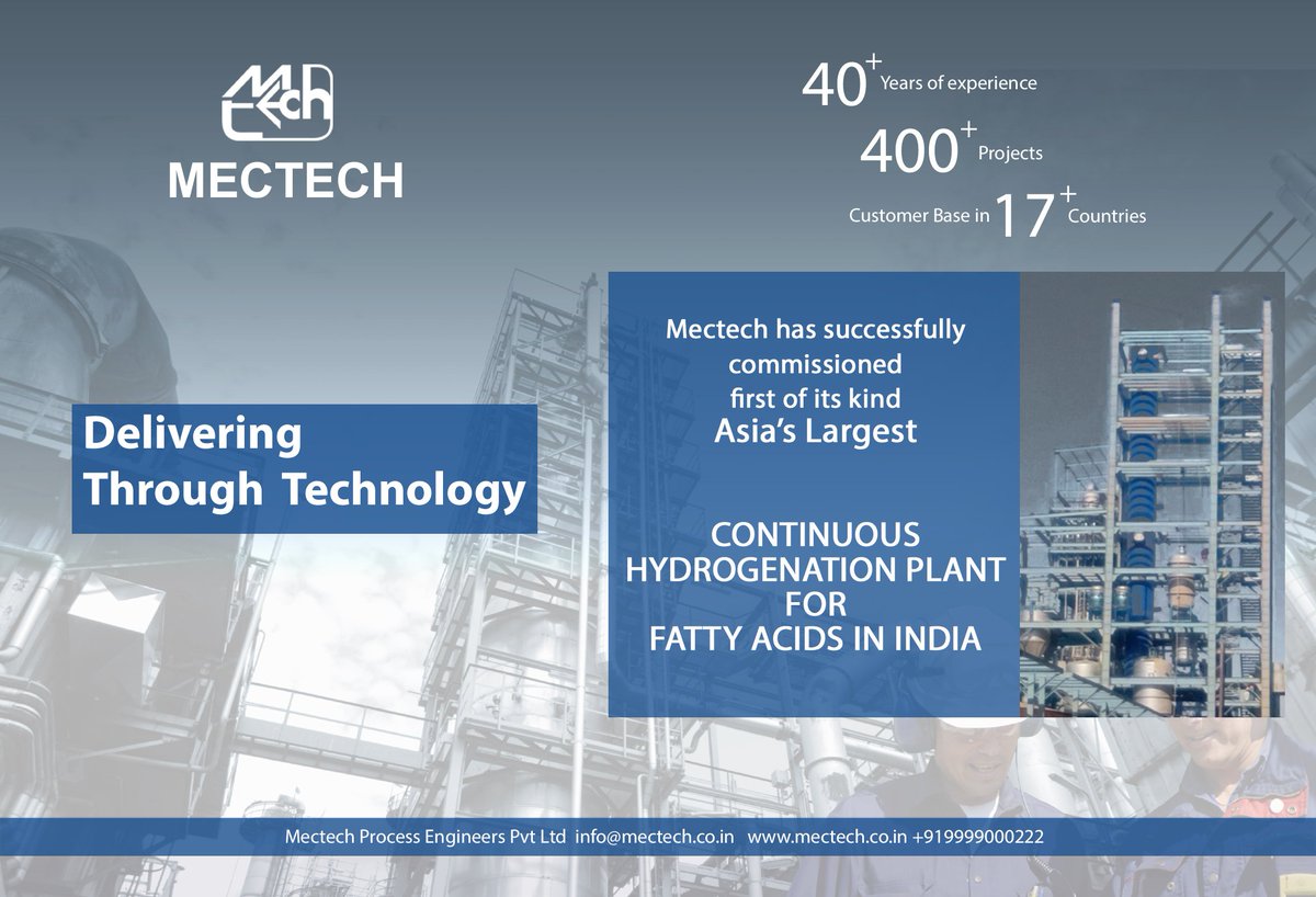 MectechP's tweet image. #Mectech extends 360 Degree solutions for #Hydrogenation of #vegetableoil and #fattyacids with semi continuous and continuous process to reduce the #iodine value from 130 to 1.

Contact us-
mectech.co.in/enquiry.php