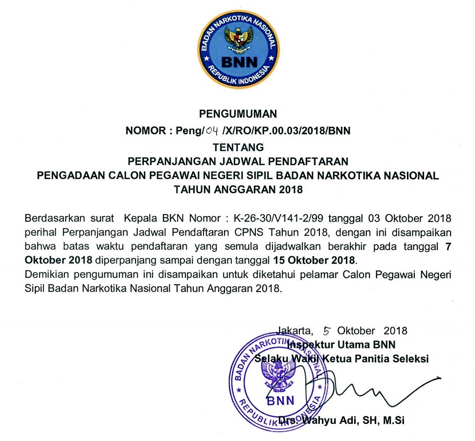 BNN RI on Twitter "*Perpanjangan Jadwal Pendaftaran BNN RI on Twitter "*Perpanjangan Jadwal Pendaftaran