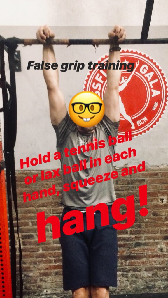 happyfatrings's tweet photo. There are many methods of working on a stronger false grip for ring training skills. Check this one out! 3-8 sets of 10” holds. Test the wrist on a bar while squeezing tennis balls. #fatgriprings #biggerisbetter #thickgrip #ringtraining #gymnastics #crossfit https://t.co/SZsU9nLvHE