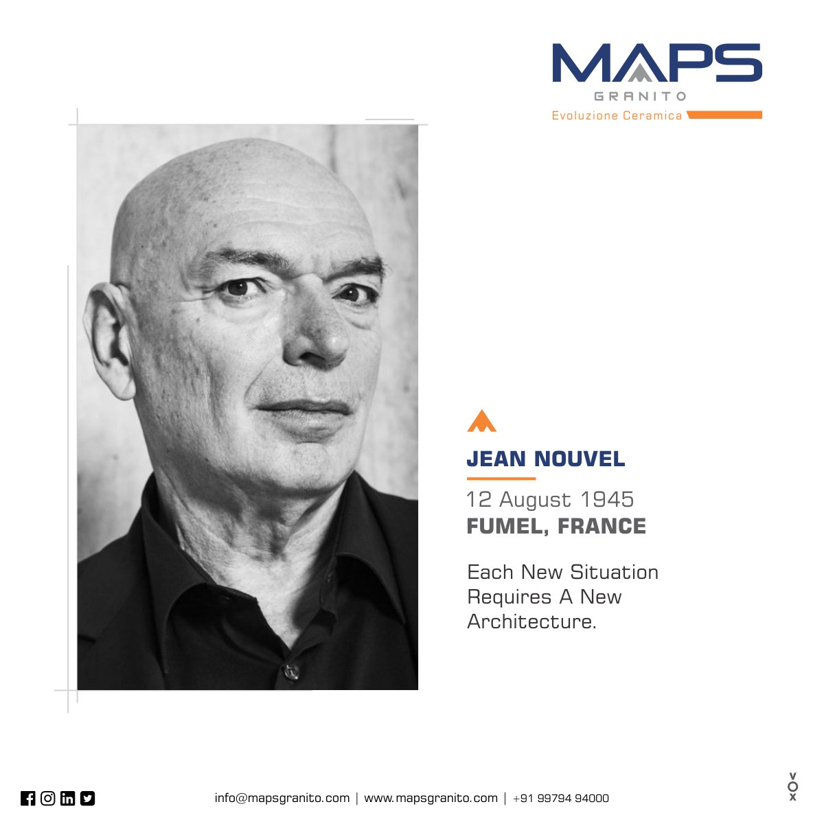 MapsGranito's tweet photo. Jean Nouvel is a French architect. Nouvel studied at the Γcole des Beaux-Arts in Paris and was a founding member of Mars 1976 and Syndicat de l'Architecture.
#mapsgranito #mapstiles #architect #architecture #design #interior #interiordesign #art #designer #archilovers https://t.co/MQgn3v0Dhk