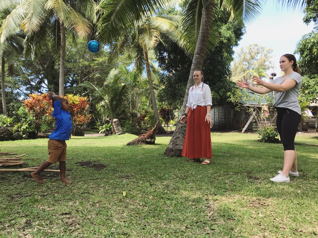GriffComms's tweet photo. Some of the youngest minds have the most eye opening responses in regards to #climatechange. Here are two of our students having a ball with one of the young boys from Port Resolution. (📷 by Stefan Armbruster) https://t.co/ilMuVZ7pqr