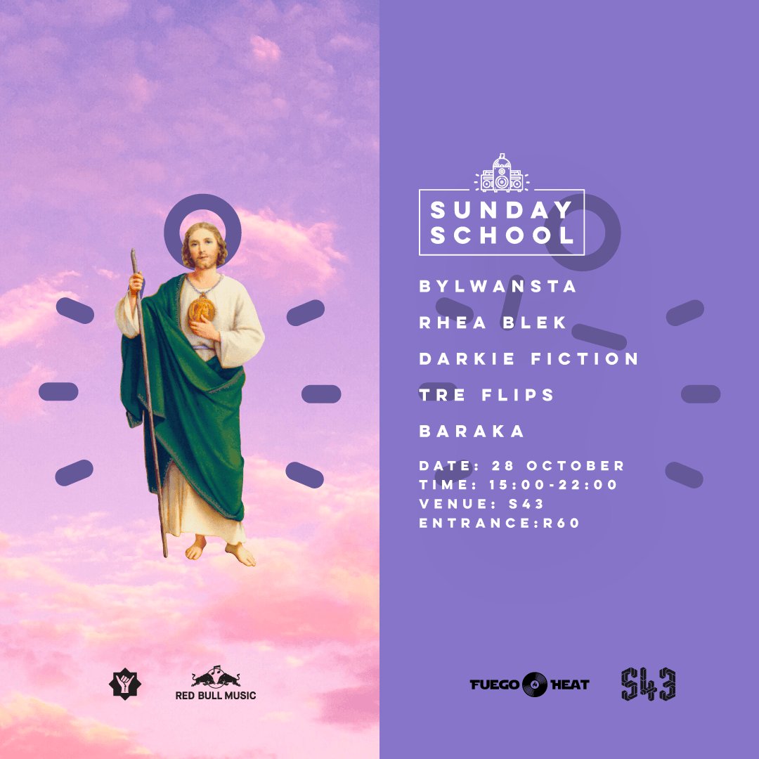 RyanRootsUp's tweet image. We've just announced the final acts for Sunday School 2!

I am really proud of this line up and event. If there's any event of mine that you ever go to, this should probably be it :)

@darkiefiction
@BYLWANSTA 
@RHEABLEK
Baraka
TreFlips

#Durban #DurbanMusic