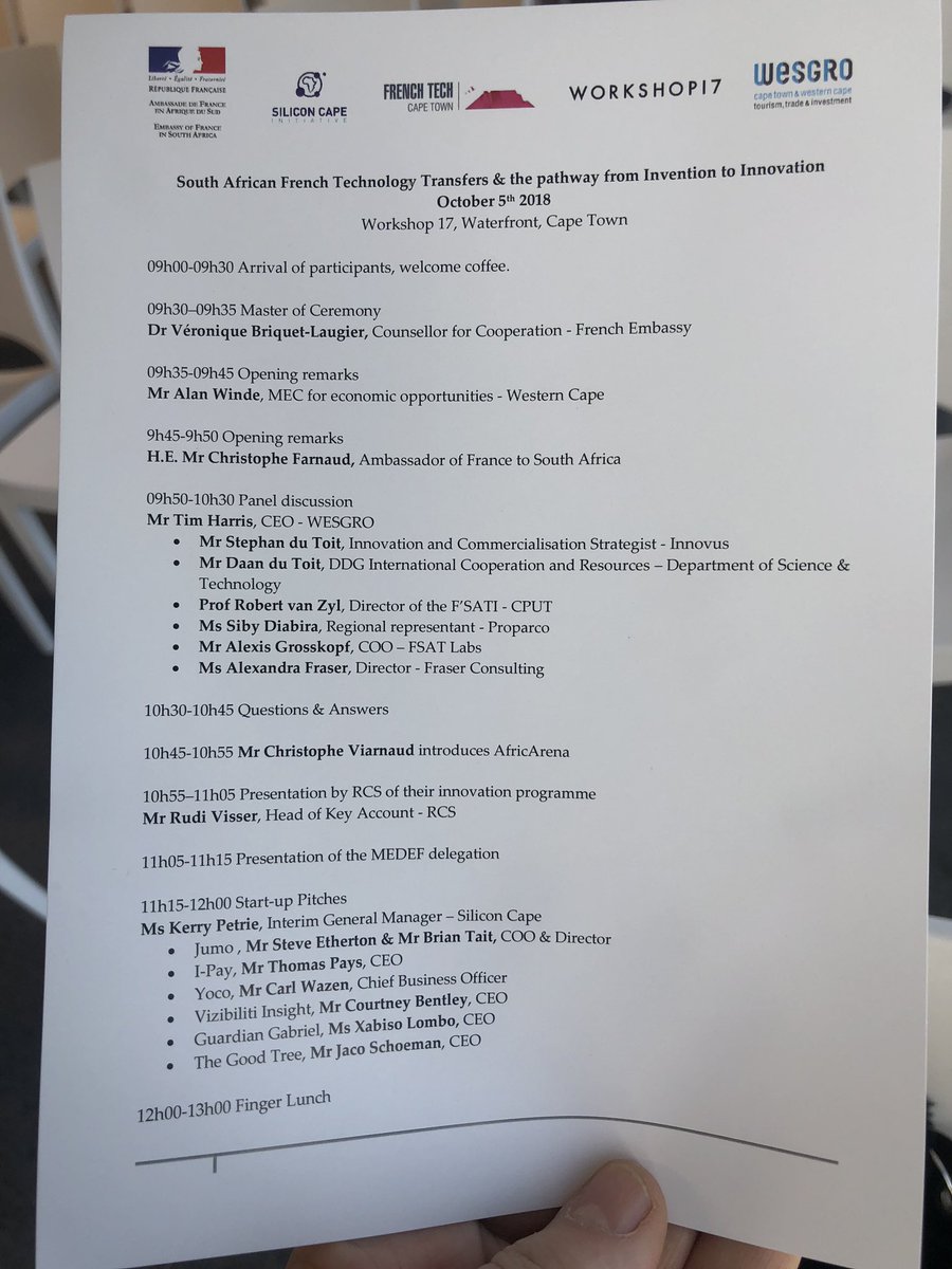 Moni_R's tweet photo. .@Wesgro We are at @Workshop17za, with @SiliconCape &amp; @FranceCapeTown, to welcome a French business delegation and discuss France-SA technology transfers. No better place than in Africa’s tech capital! #CapeConfidence #InvestCape #InvestCapeTown https://t.co/CWsbrvovpa