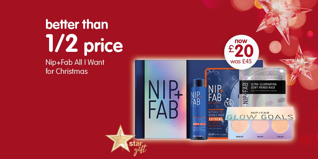 BootsUK's tweet photo. *BETTER THAN HALF PRICE* ​All I Want For Christmas is this week's star gift from​ @NipandFab. Now only £20, was £45. Hurry, get yours now: https://t.co/LK1kuAbcuC https://t.co/cwmtPGPyFI