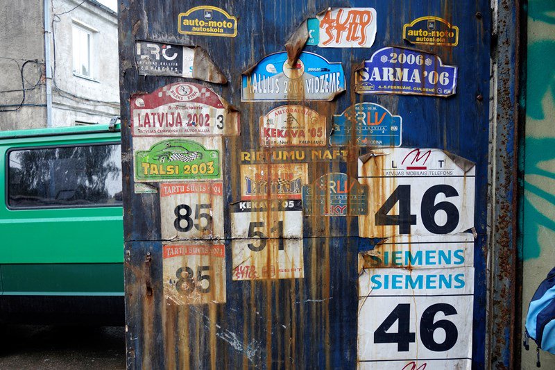 #Siemens Photo of the Week: Rally stickers in an old auto workshop in a courtyard in the Latvian capital Riga.