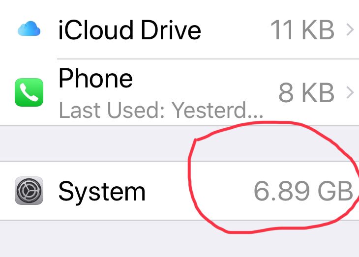 KDeacon11's tweet photo. Jeez! 43% of my storage consumed by iOS12!  Forcing upgrades is not customer focus! https://t.co/Z9t1NkuB4k