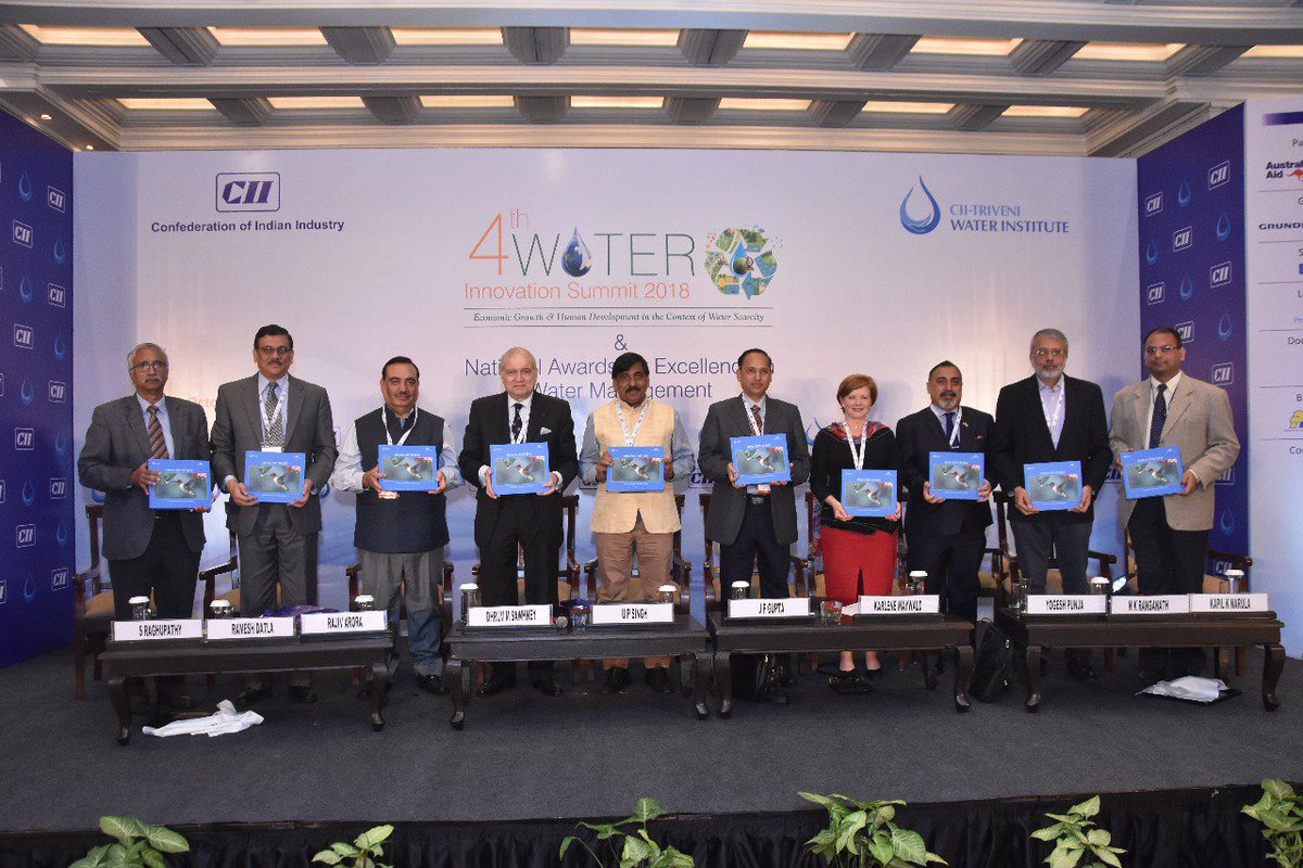 CIIEvents's tweet photo. Shri U P Singh, Secretary, @mowrrdgr unveils the Compendium on Best Practice on Water Management “Our Cup of Joy” Volume: II at the 4th #CIIWaterSummit2018 @FollowCII https://t.co/sGdQQHnIvC