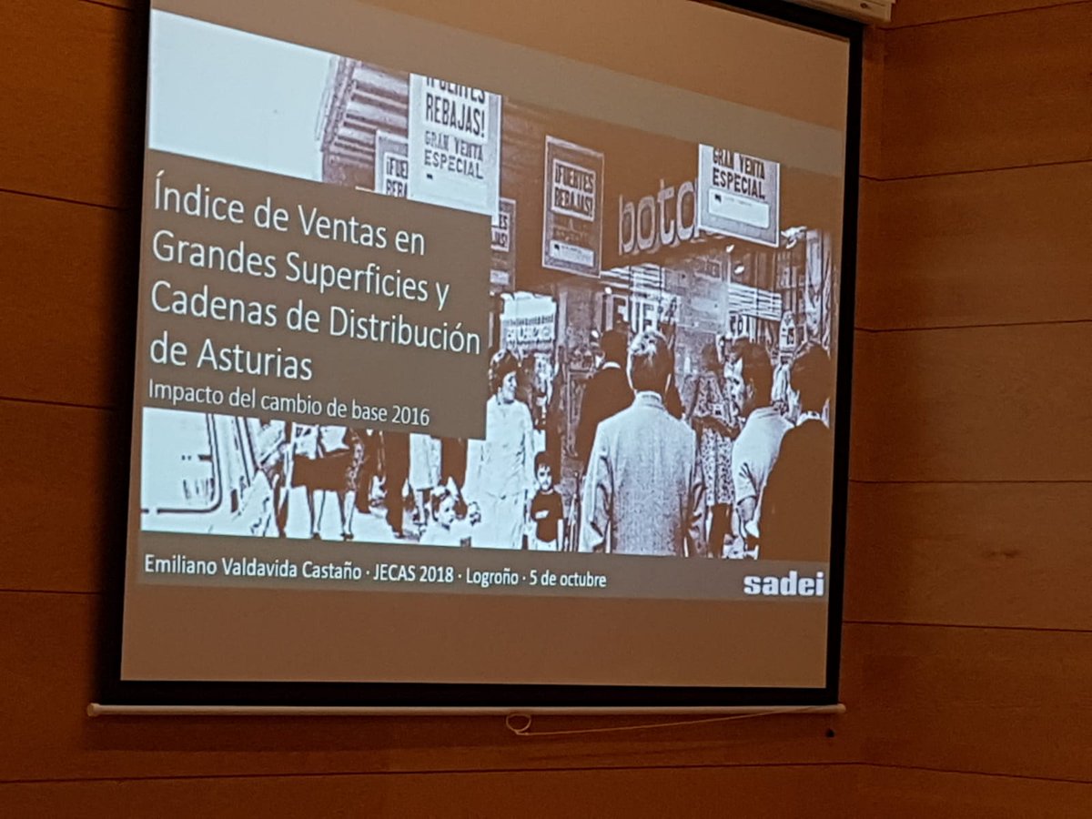 sadeiAsturias's tweet photo. En el segundo día de #JECAS2018 nuestro compañero @emvaldavida habla sobre el "Índice de Ventas en Grandes Superficies y Cadenas de Distribución de #Asturias. Base 2016". #JECASRioja https://t.co/24DUxRQRLl