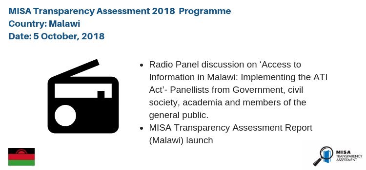 MISARegional's tweet image. .@misamalawi Panel discussion on Access to information in Malawi will be a live Radio programme. The report will be launched soon after the radio programme today.

#ATI2018 #IDUAI #Right2Know

@MwNewsAgency @CapitalFMMw @forfreemedia @fesmediaAfrica @CPJAfrica @LeviKabwato