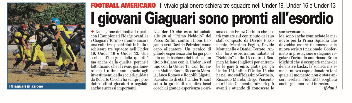 roberto_cecchi's tweet photo. Giovanili 2018 dei Giaguari Torino. Anche quest'anno tutti i team Under 13/16/19 iscritti ai Campionati Nazionali. Sabato 06/10 ore 16,00 Giaguari vs Seamen Milano per Under 16 ed alle ore 20,00 Giaguari vs Lions Bergamo per Under 19. Stadio Primo Nebiolo. Ti aspettiamo. https://t.co/5HqcWbrv9y