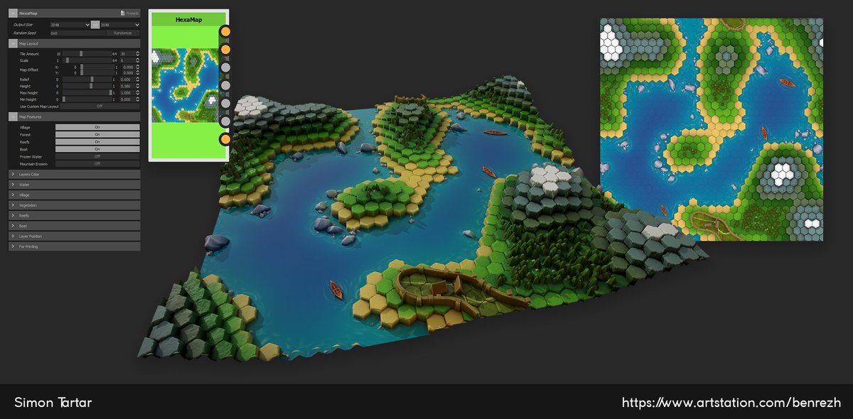 SimonTartar's tweet image. Free and fully procedural Board game map Generator, highly customisable, a lots of fun doing it !
artstation.com/artwork/O2k3y
gumroad.com/l/rRKcN

@Allegorithmic #subtancedesigner #texture #gumroad #boardgames
