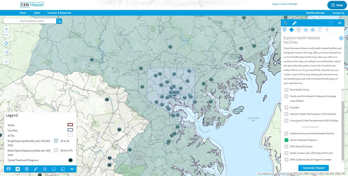 HealthLandscape's tweet photo. @AMSANational is celebrating National Primary Care Week, and today's focus is on opioid addiction. Use the #UDSMapper to examine resources and need in your area. #NPCW2018 #HealthGIS #MAPforMAT https://t.co/Xhu8epoNbU https://t.co/tBXTMuD1Tu