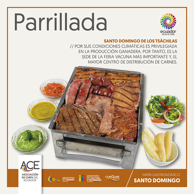 Variedad de carnes y vísceras asadas al carbón acompañadas de yucas cocinadas y ensalada fresca.

¿Cómo se lo prepara tradicionalmente en el Ecuador? sigue el siguiente link 👉 bit.ly/2NpxdkZ

#ACE  #Ecuador #Parrillada #SantoDomingoDeLosTsáchilas #ComidaTípica