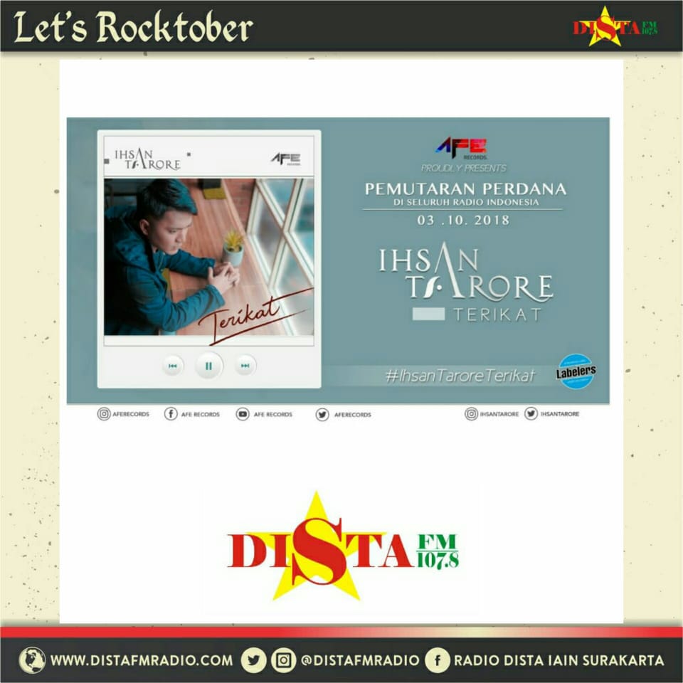 DistafmRadio's tweet photo. Sobat dista jadi kemaren nih ya ada Pemutaran Serentak lagu dari Ihsan Tarore - Terikat.
So, Dengerin dan Request terus lagunya yuk di 107.8 Radio DistaFM 💕
#distafmradio 
#1078fm 
#sobatdista 
#pemutaranserentak
#ihsantarore
#terikat https://t.co/nBZIHYLCOO