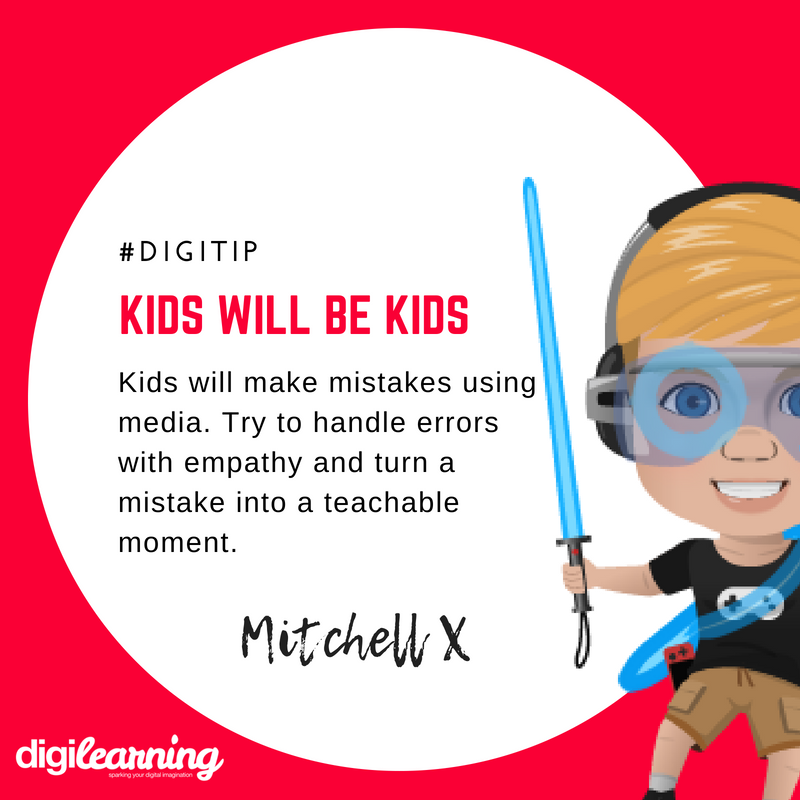 Kids will make mistakes using media. 
#learnfrommistakes  #instalove #instatech #instascience #instagame #instaeducation #digilearning #GlobalGoals #instafun #instagoodle #tech #education #coding #hourofcode #code #learning #girls #javascript #digitips