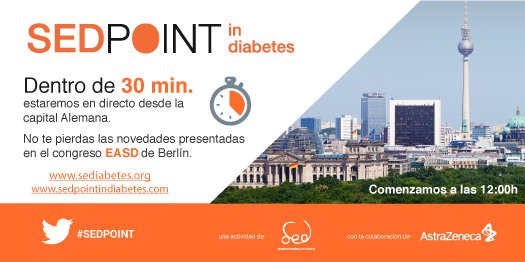 SEDiabetes's tweet image. #SEDPOINT, el encuentro entre los expertos de la Sociedad Española de Diabetes para debatir las novedades del congreso #EASD2018 comenzará dentro de 30 minutos, síguelo en directo a través de buff.ly/2yihG0O , abierto para todos los interesados en los avances en #diabetes