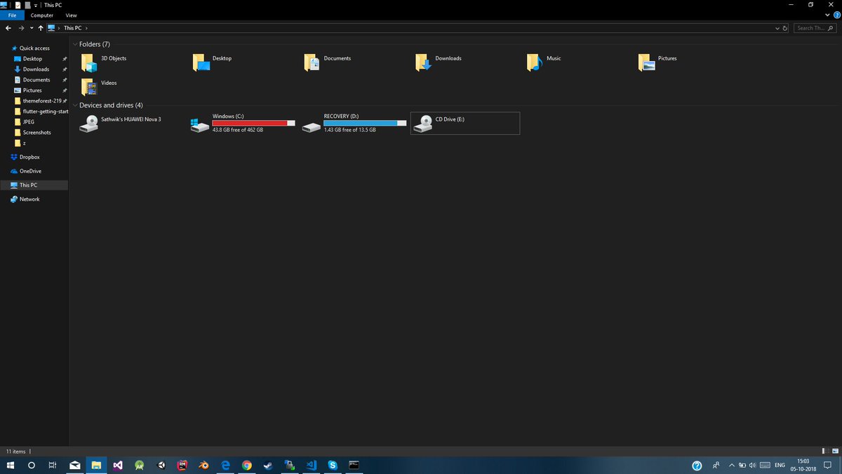 sathwik77's tweet image. Finally, Dark theme for file explorer #windows10octoberupdate